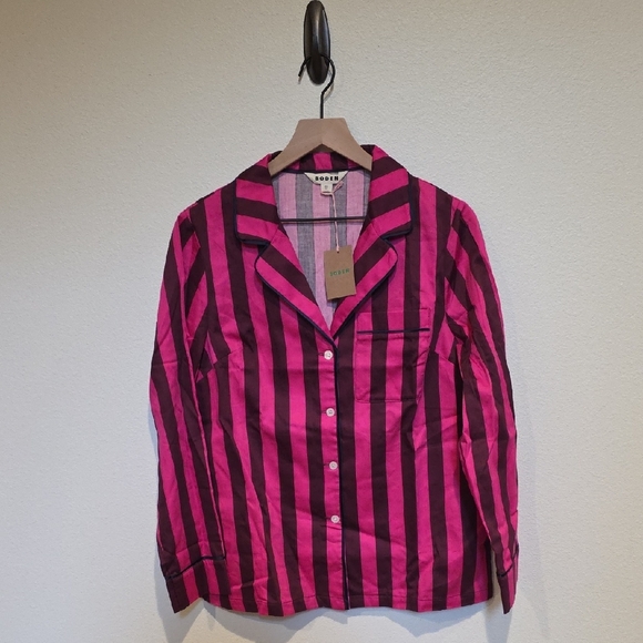 Boden Fuchsia and Maroon Striped Pajama Set - Picture 9 of 9
